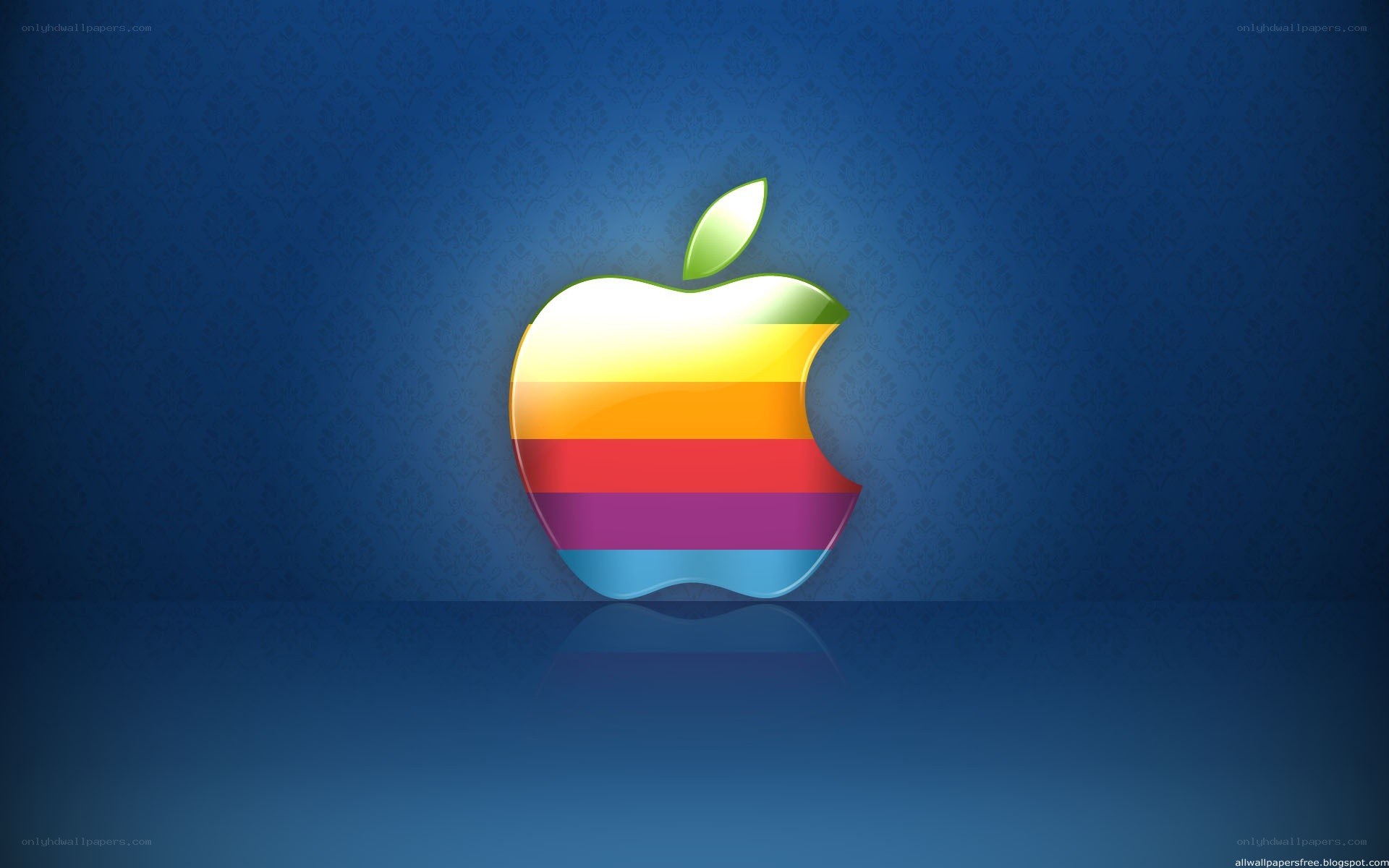 Apple logo on blue background