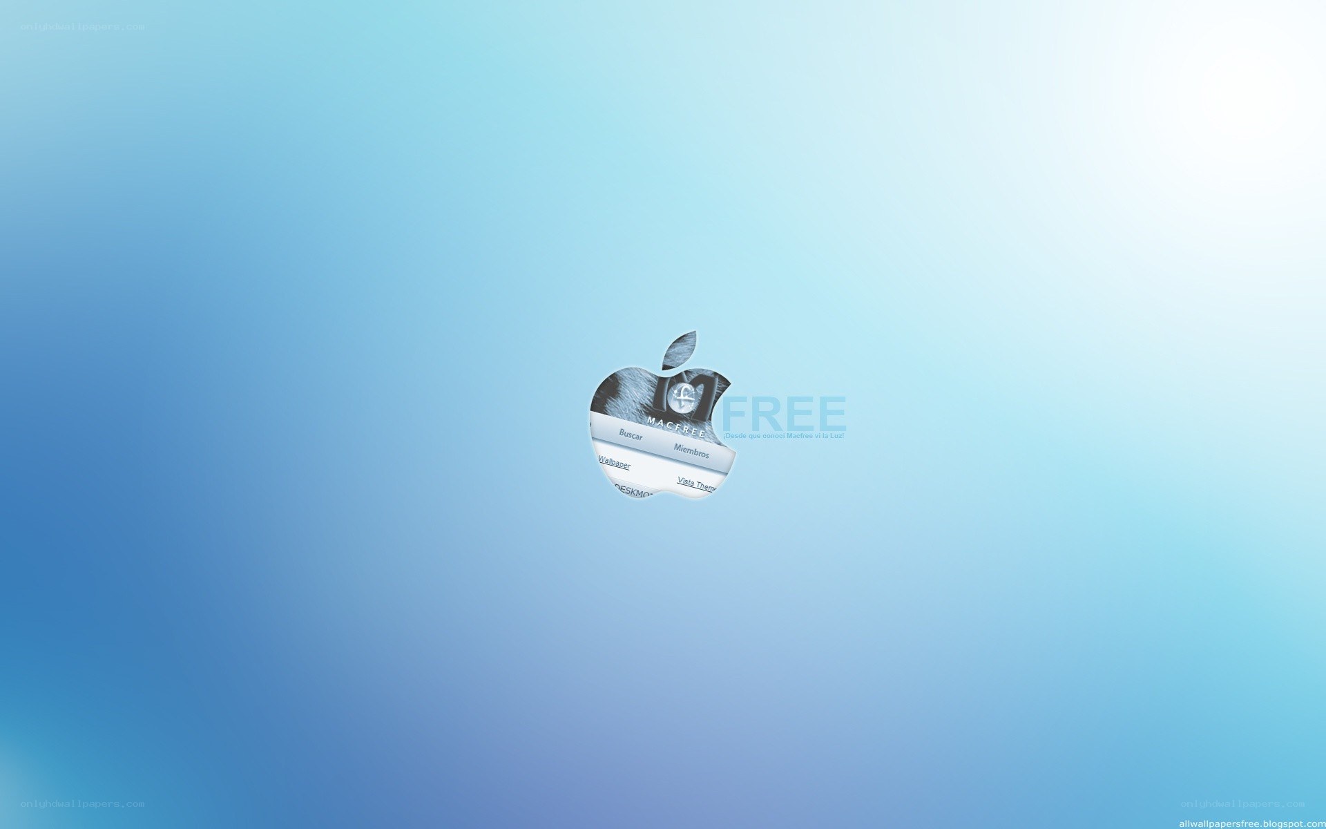 Apple logo on blue background