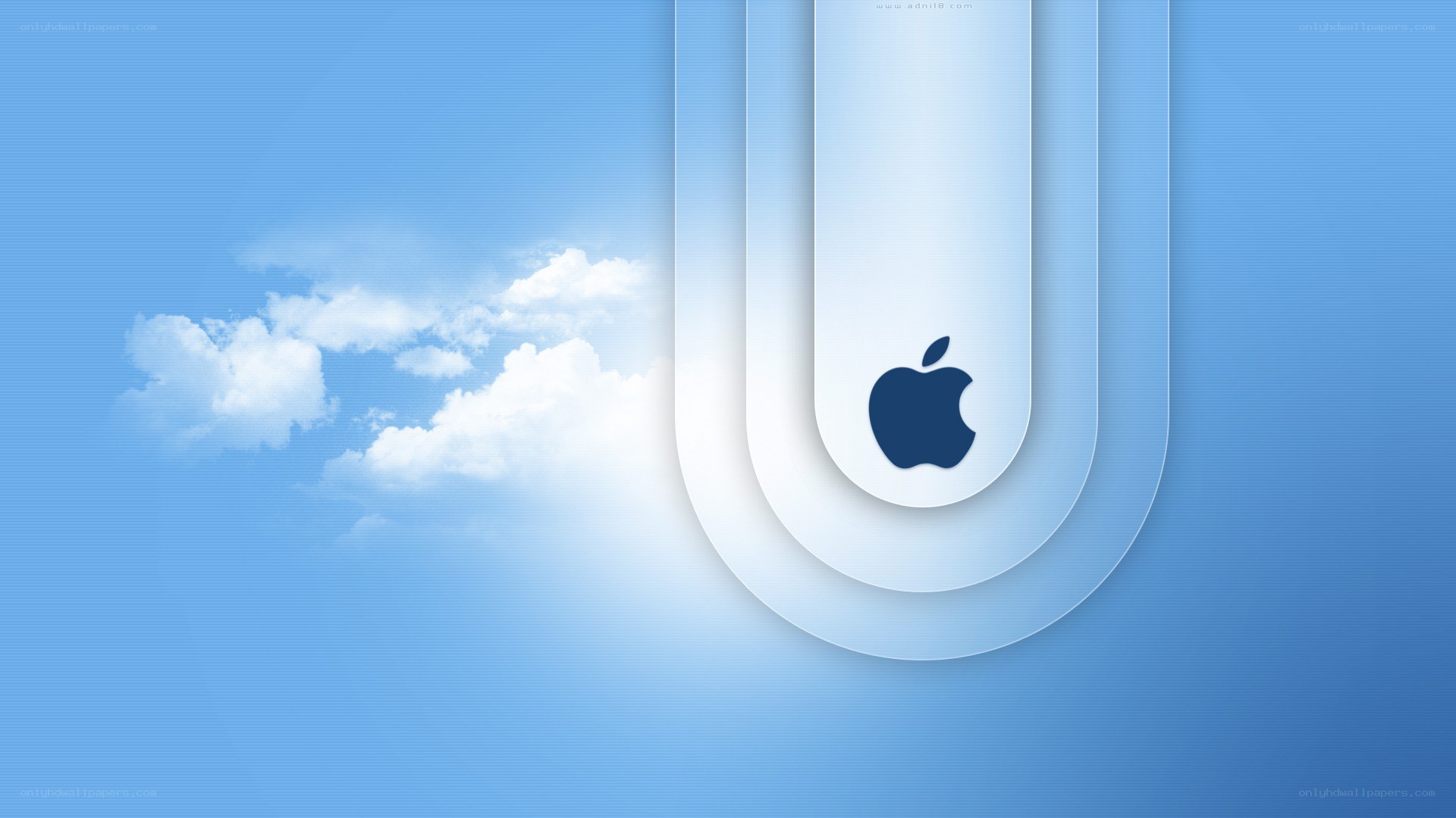 Apple logo on blue background