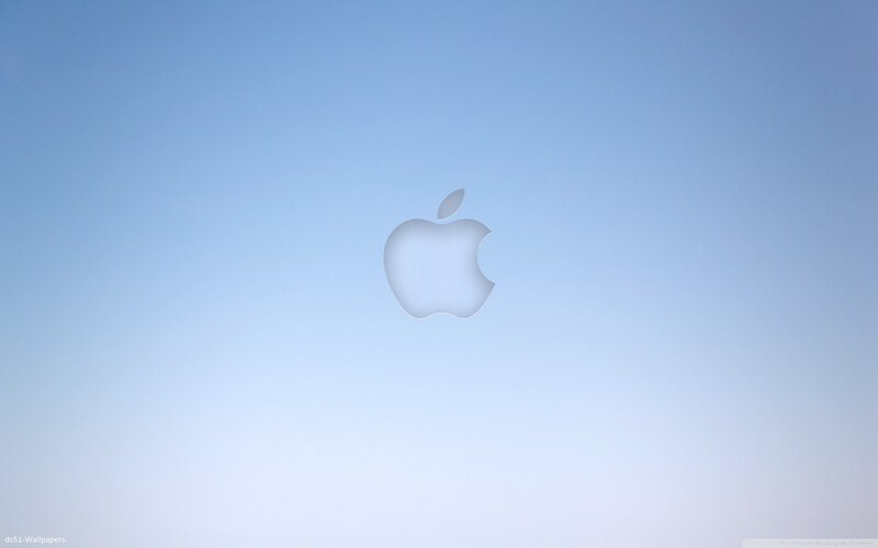 Apple logo on blue background