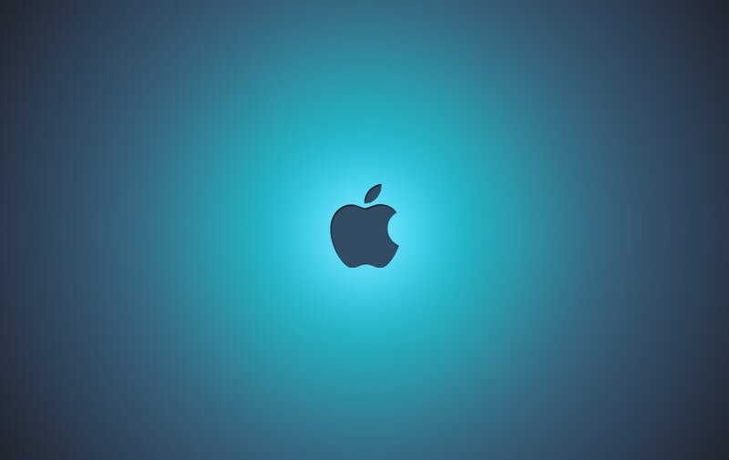 Apple logo on blue background