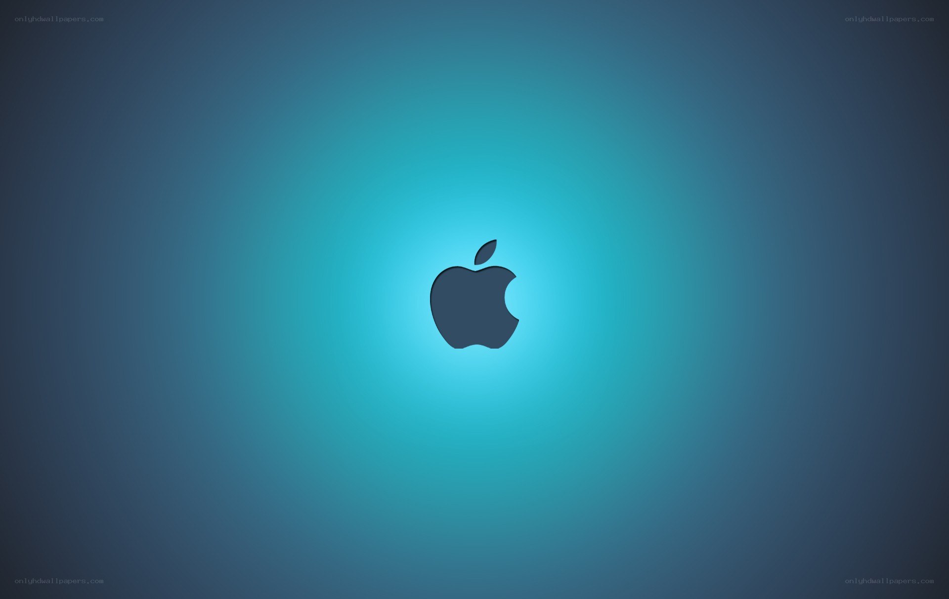 Apple logo on blue background