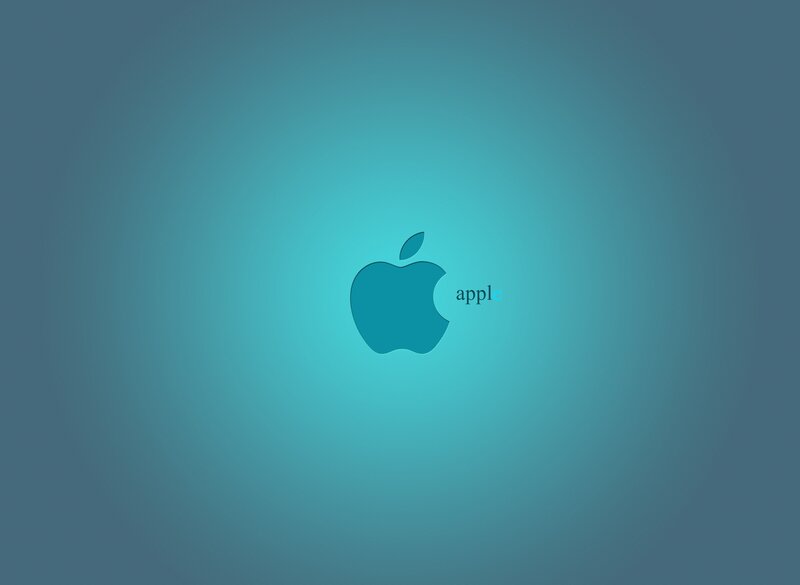 Apple logo on blue background