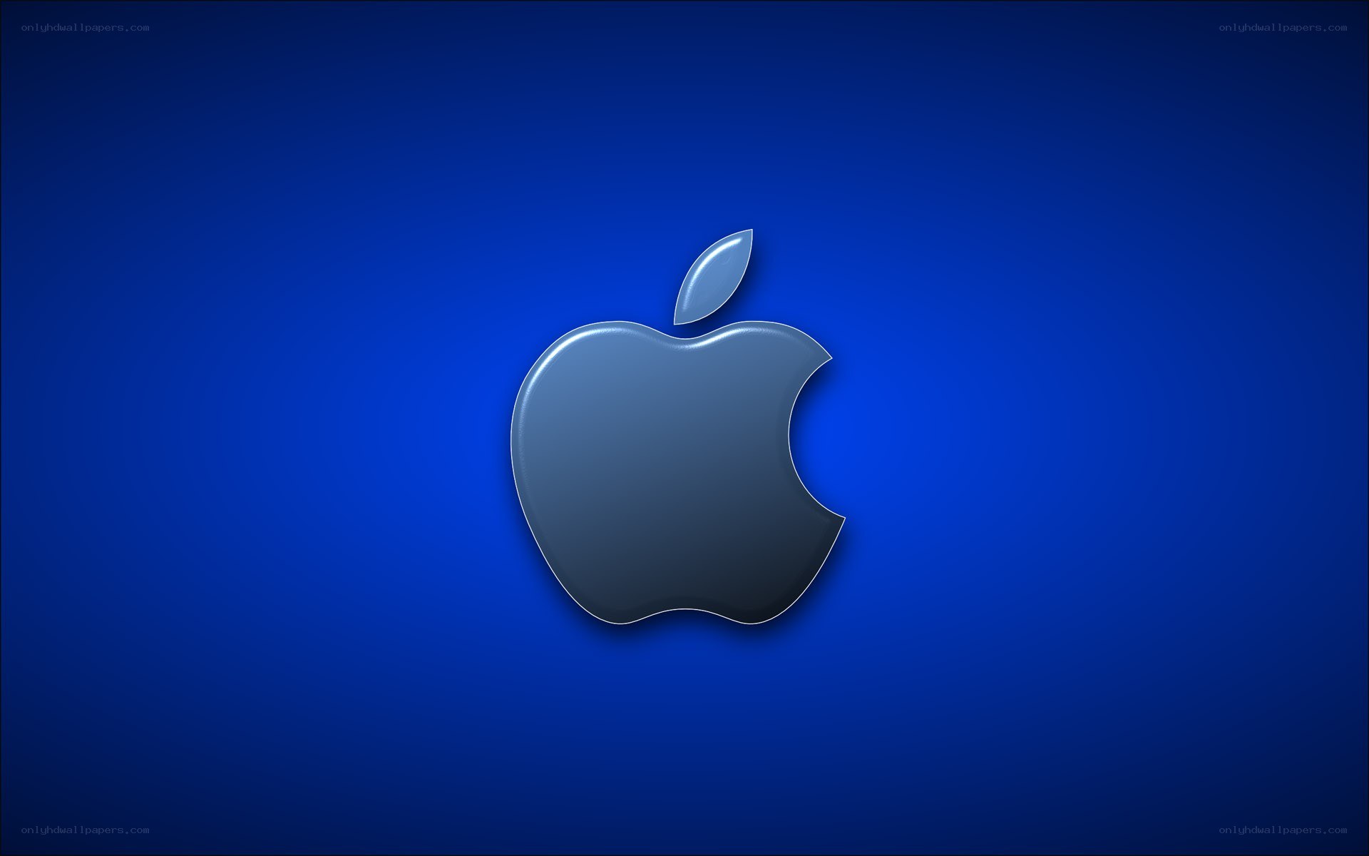 Apple logo on blue background