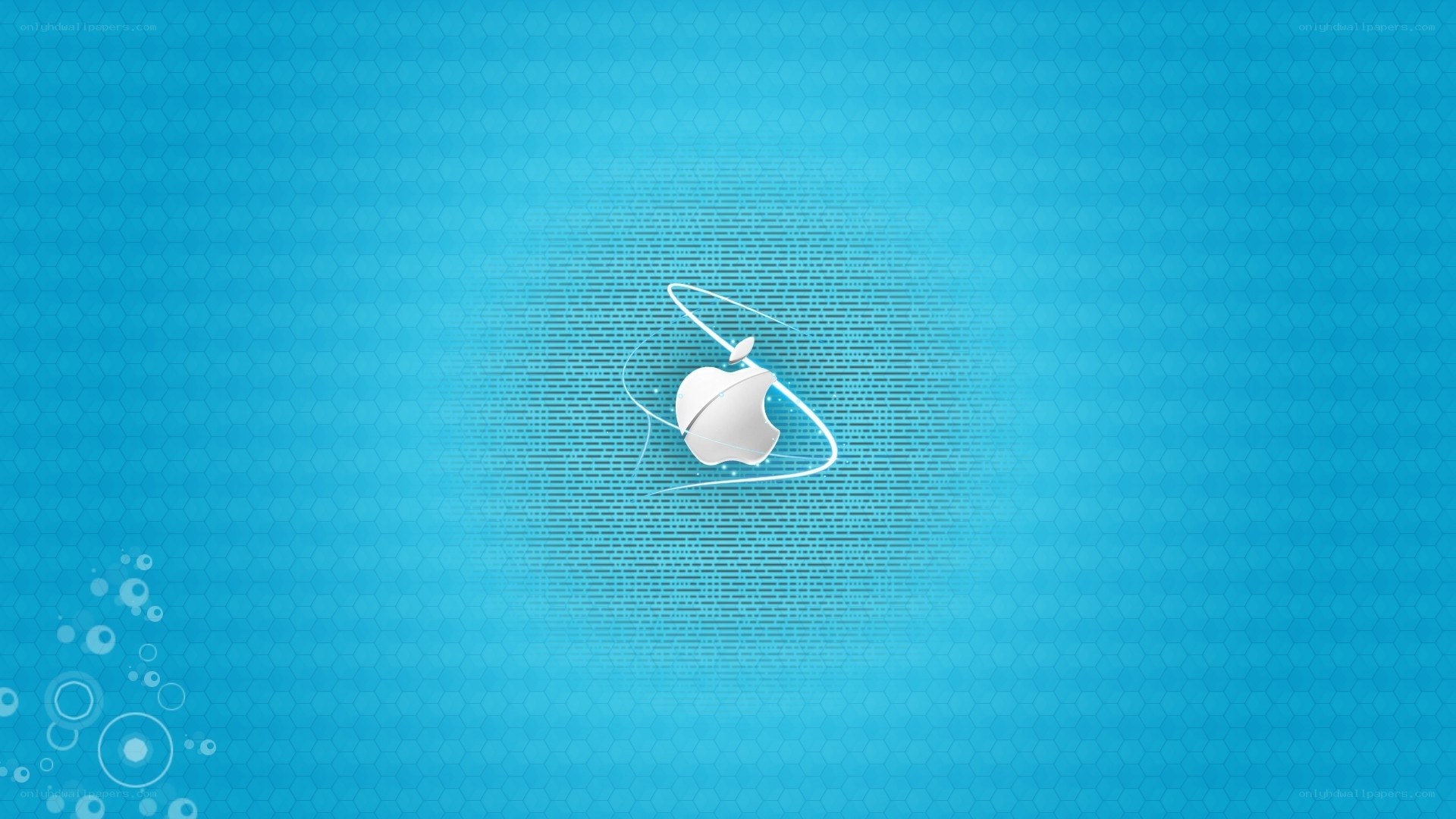 Apple logo on blue background