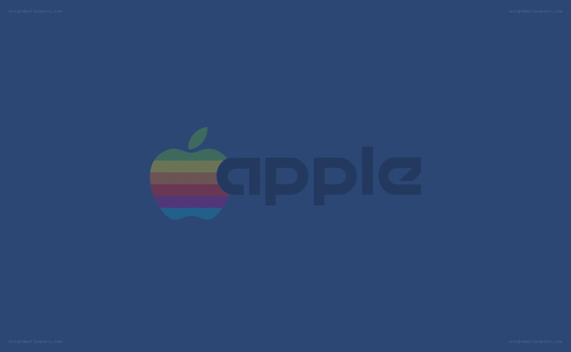 Apple logo on blue background