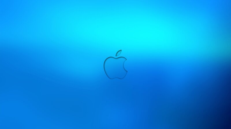 Apple logo on blue background