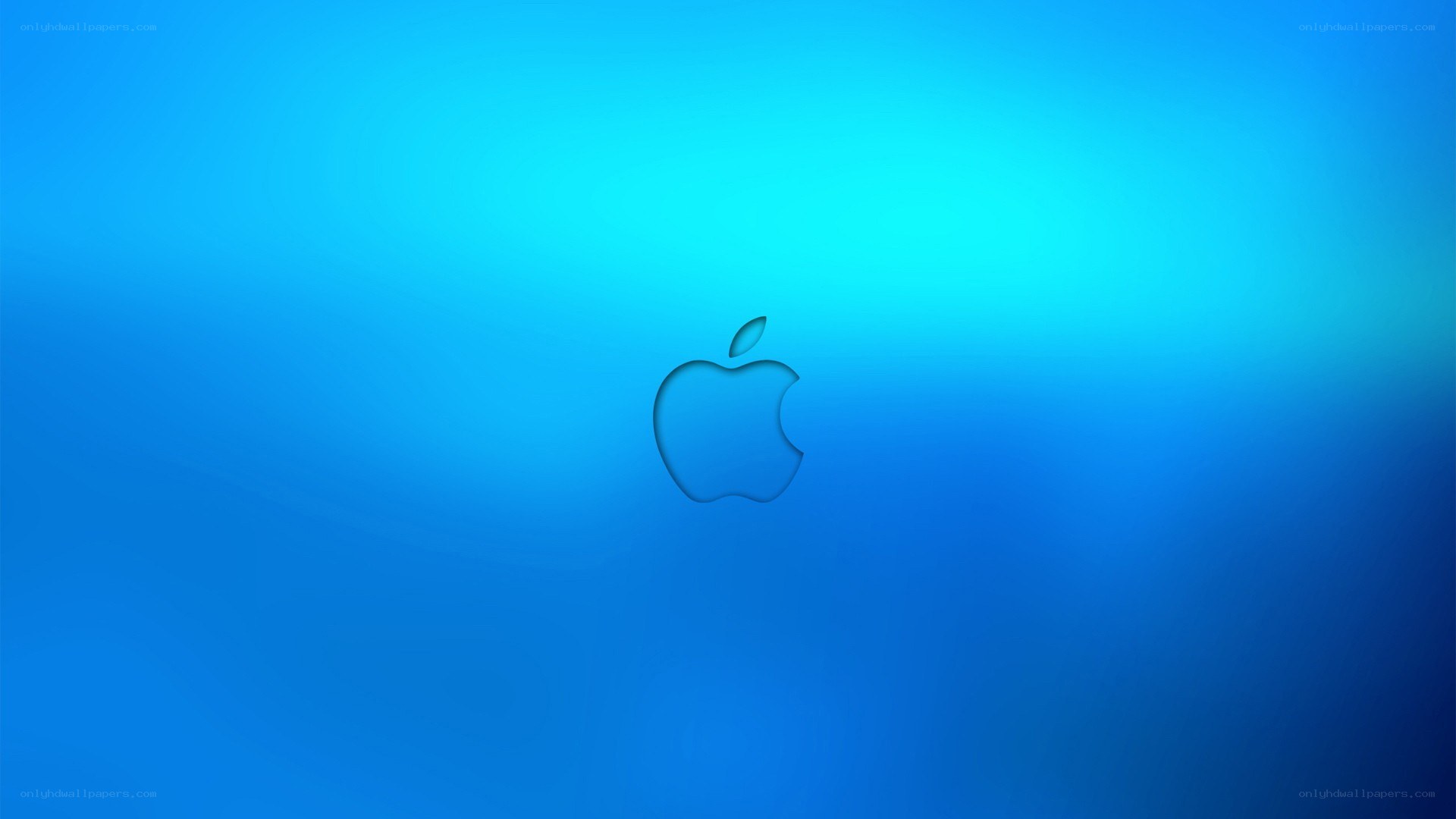 Apple logo on blue background