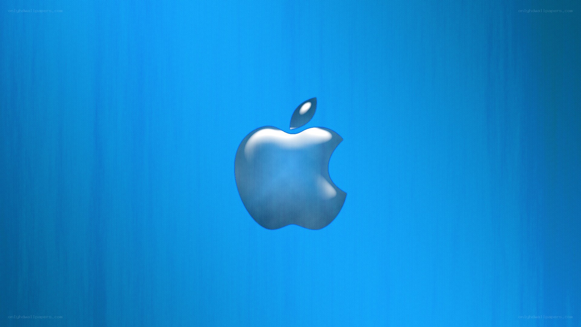 Apple logo on blue background