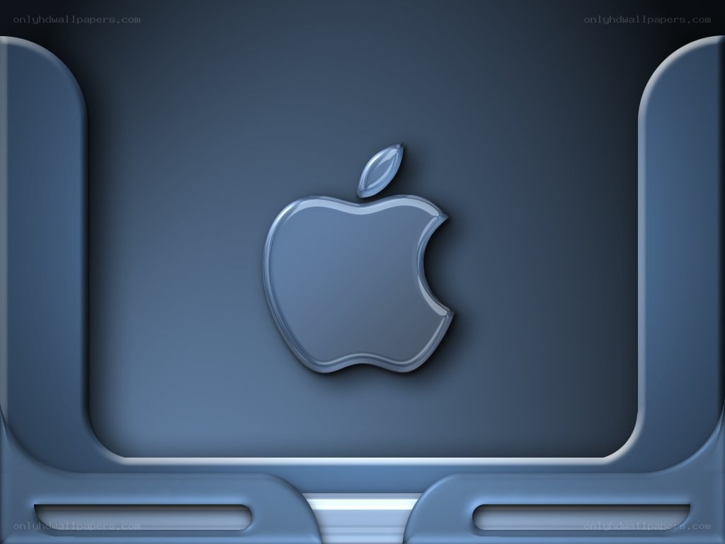 Apple logo on blue background