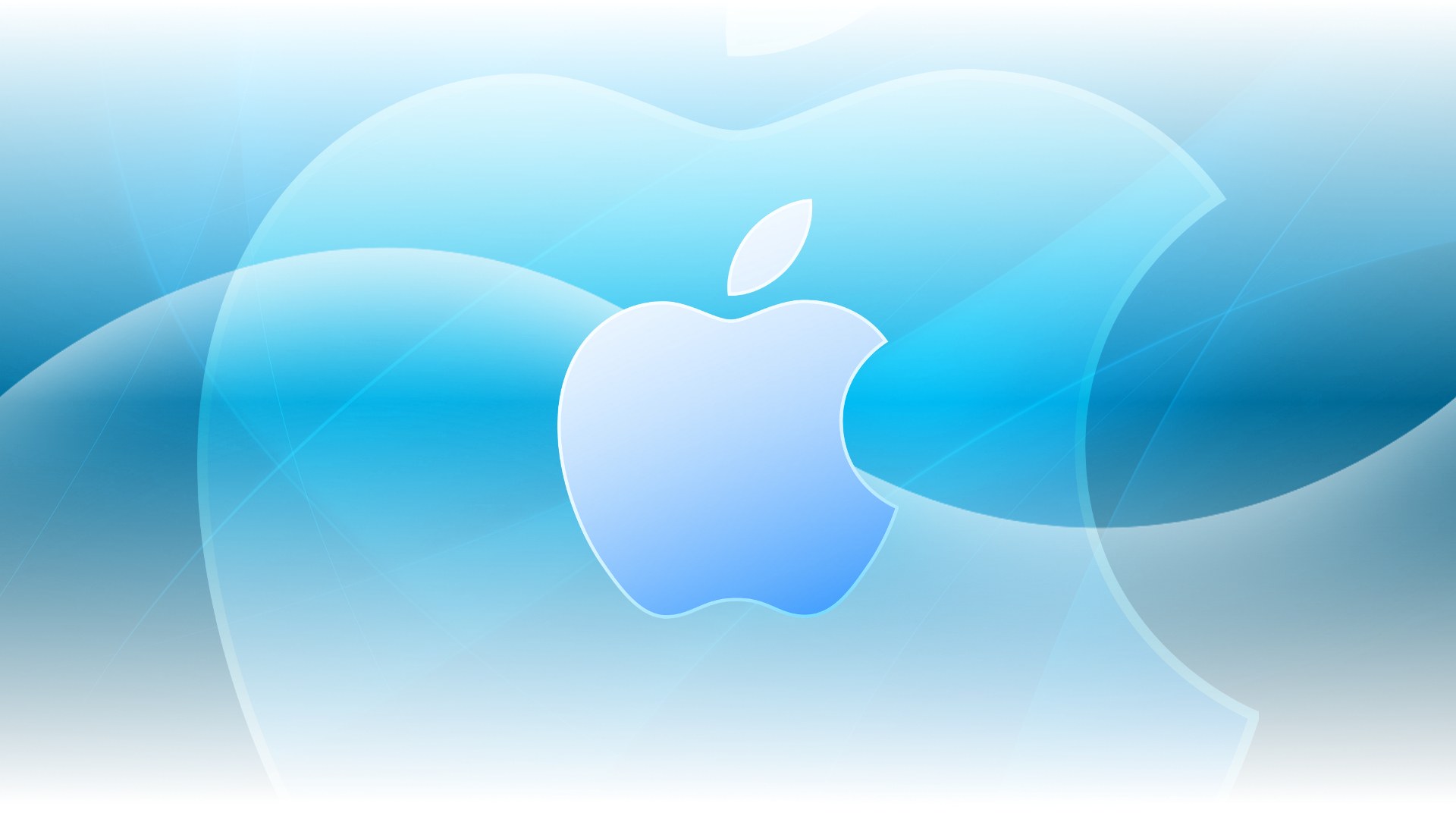 Apple logo on blue background