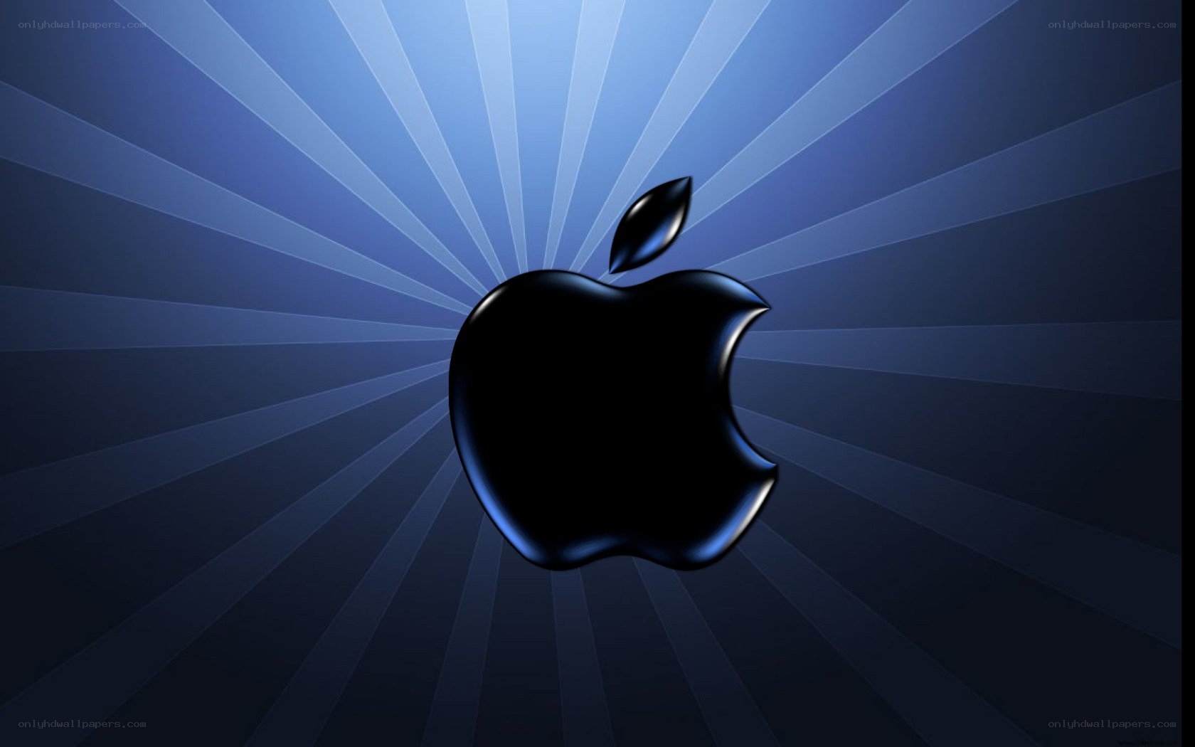 Apple logo on blue background
