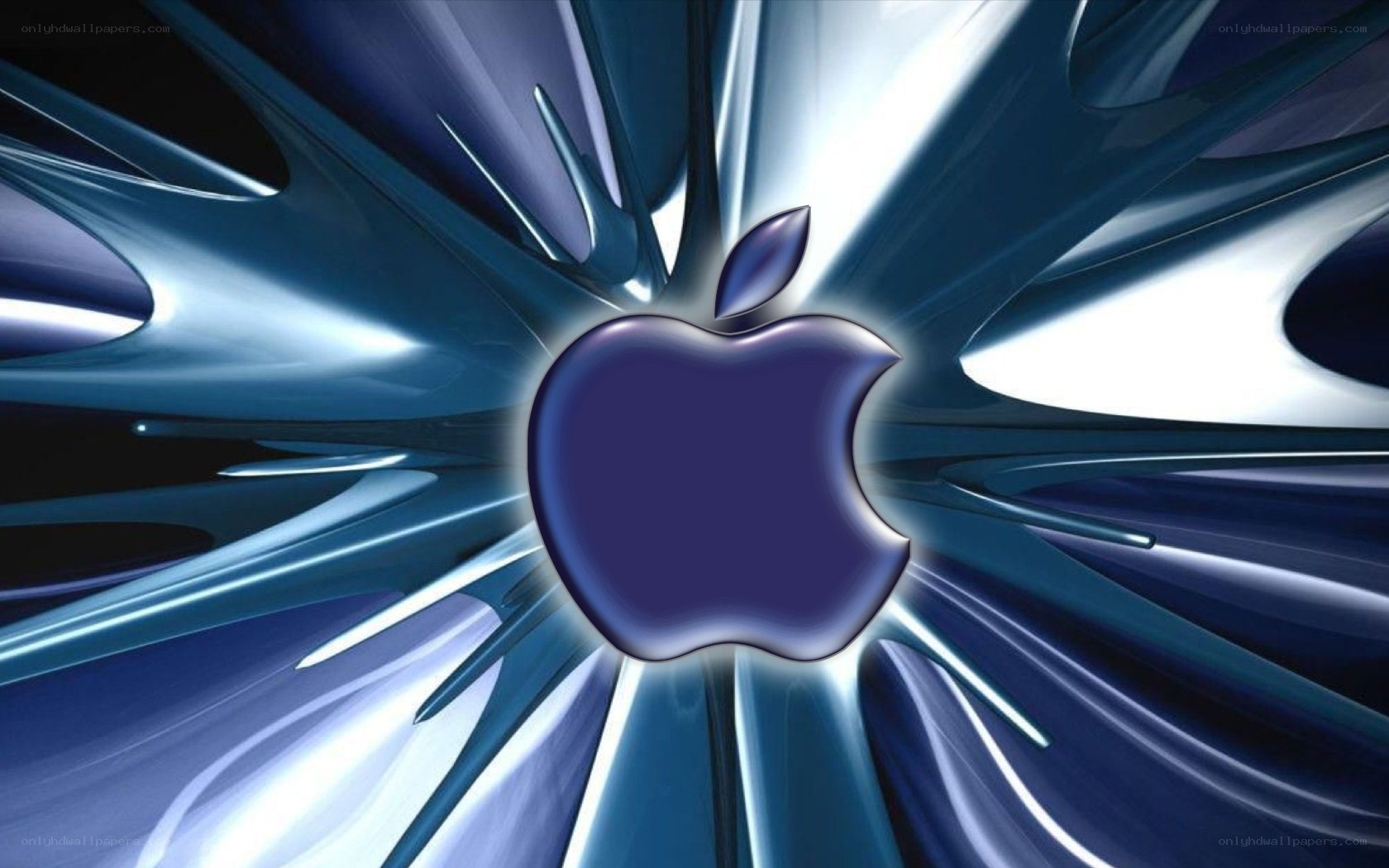 Apple logo on blue background