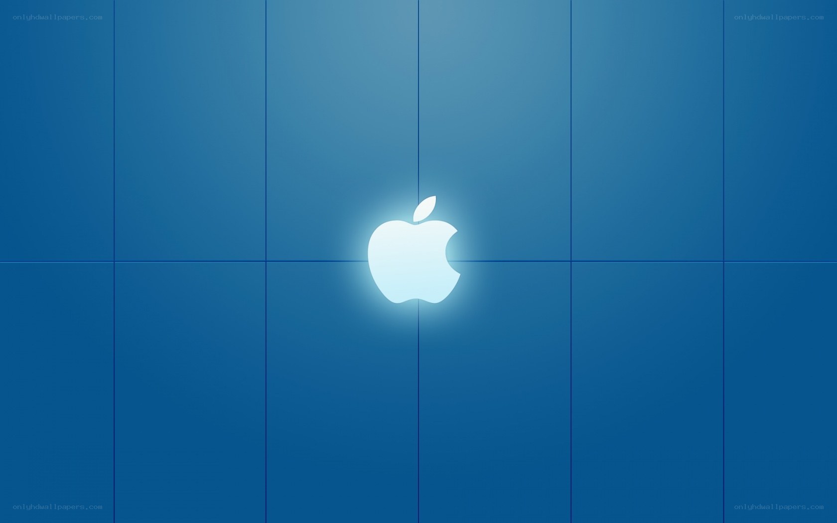 Apple logo on blue background