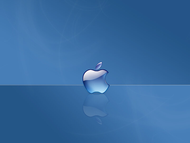 Apple logo on blue background
