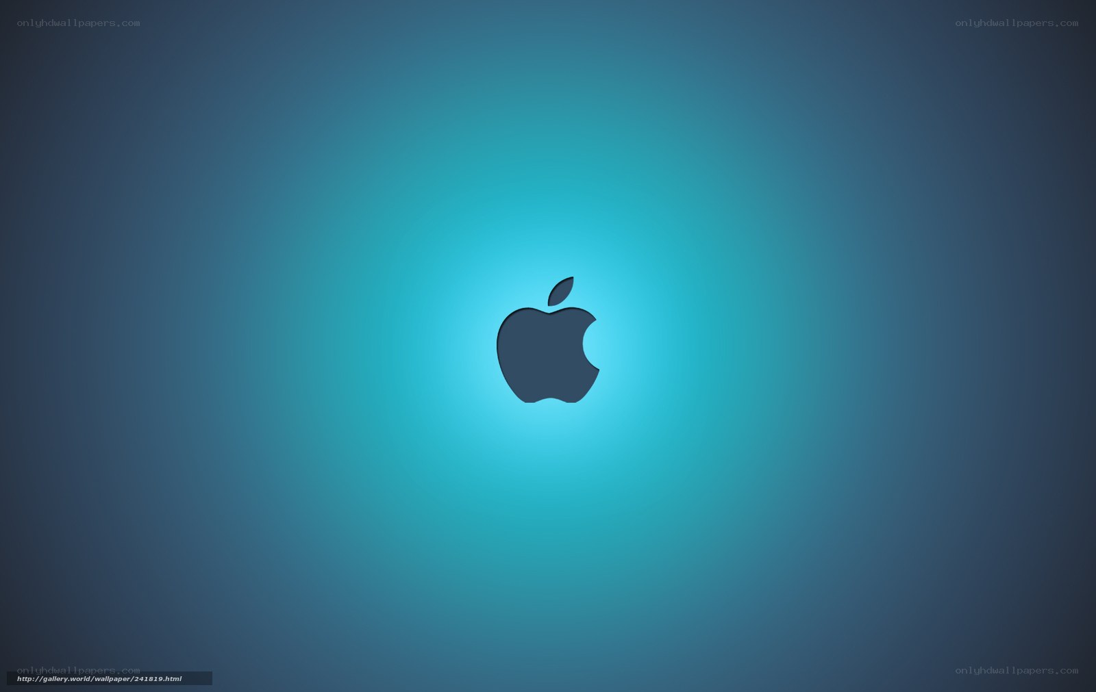 Apple logo on blue background