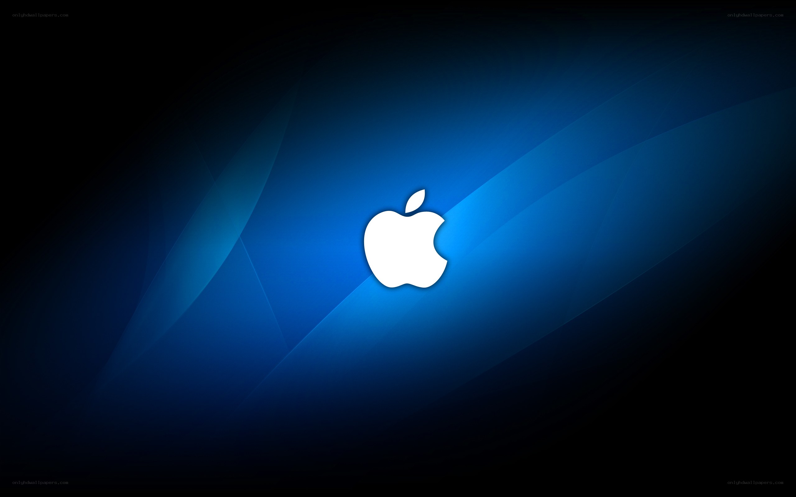 Apple logo on blue background