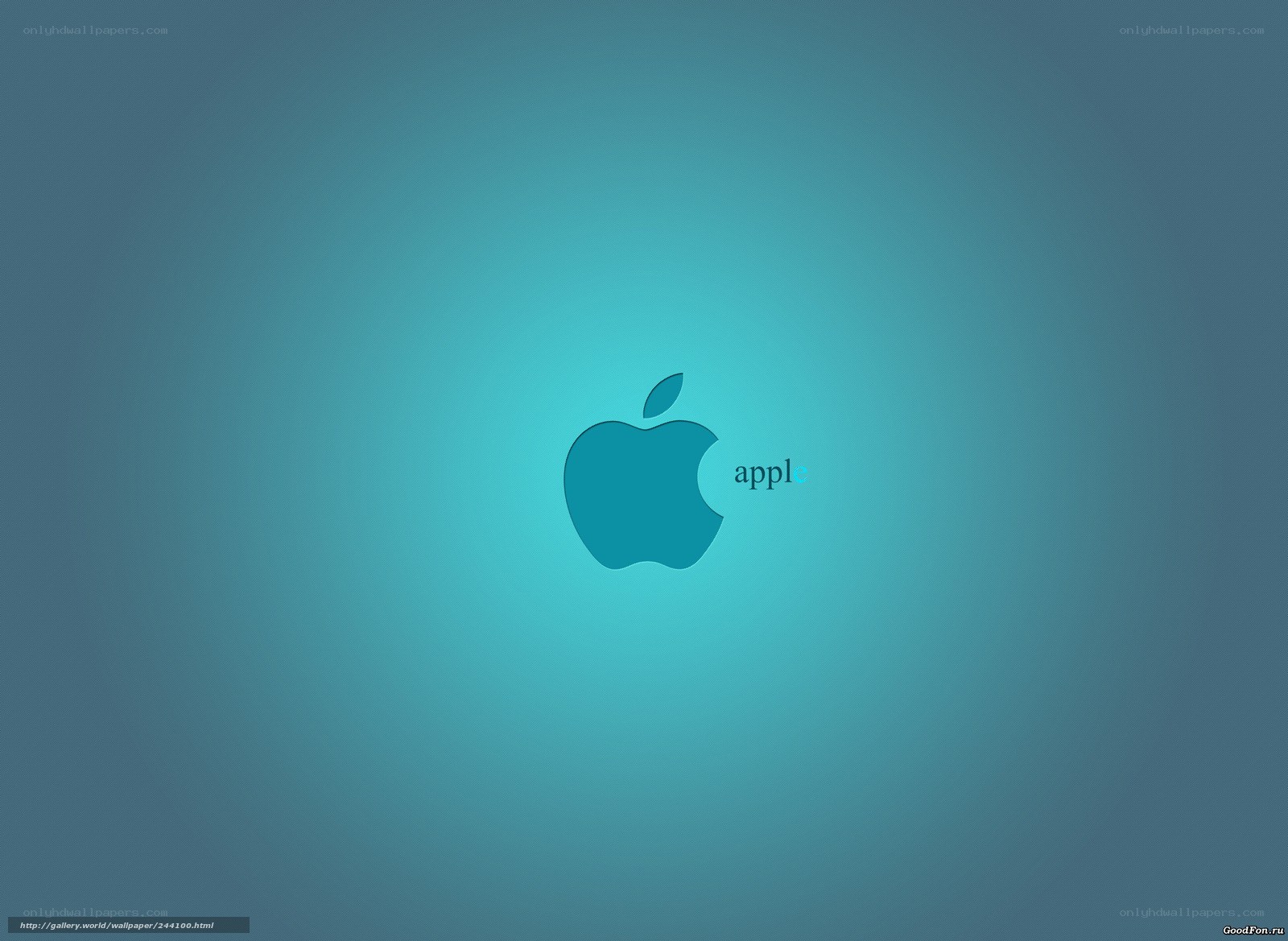 Apple logo on blue background
