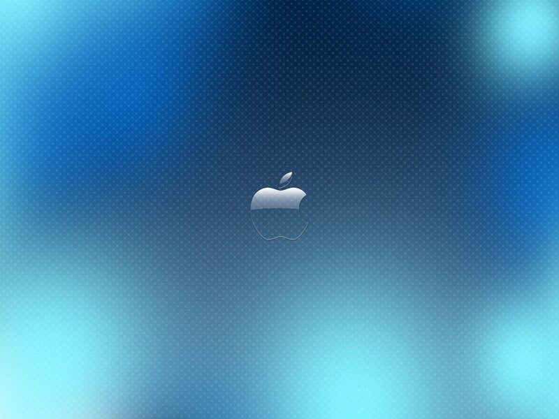 Apple Logo on Blue Background — Calm, Digital Art, Blue Gradient, White