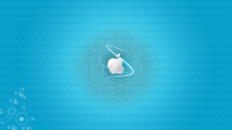 Apple Logo on Blue Background — Calm, Digital Art, Hexagon Pattern