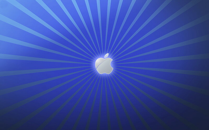 Apple Logo on Blue Background — Minimalist
