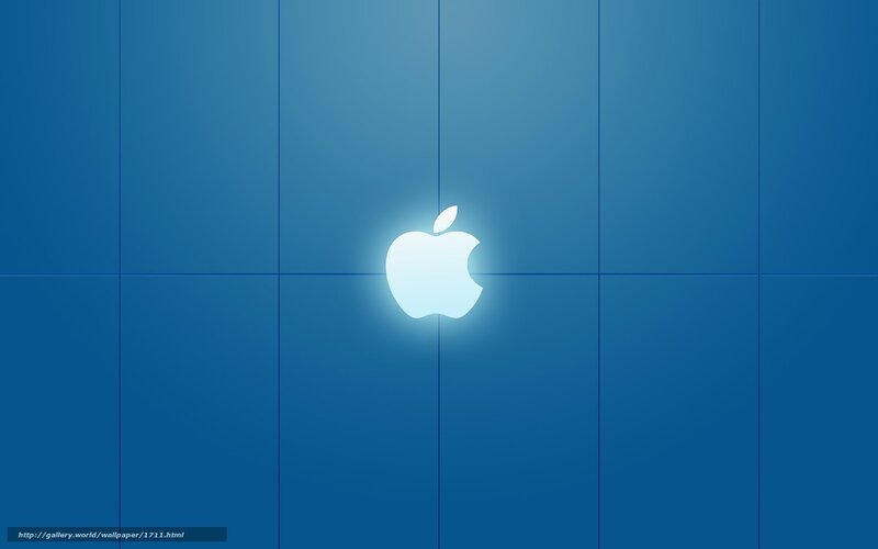 Apple logo on blue background