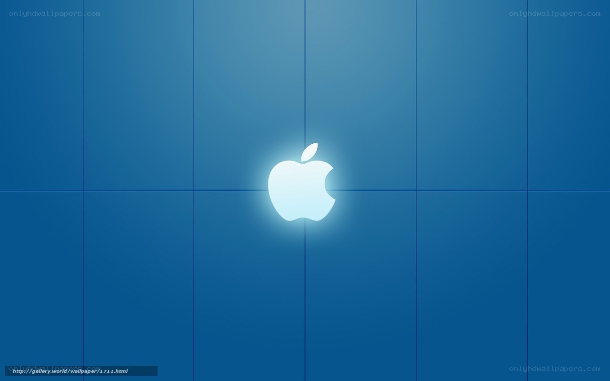 Apple logo on blue background