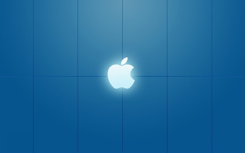 Apple Logo on Blue — Calm, Minimalist, Blue Background
