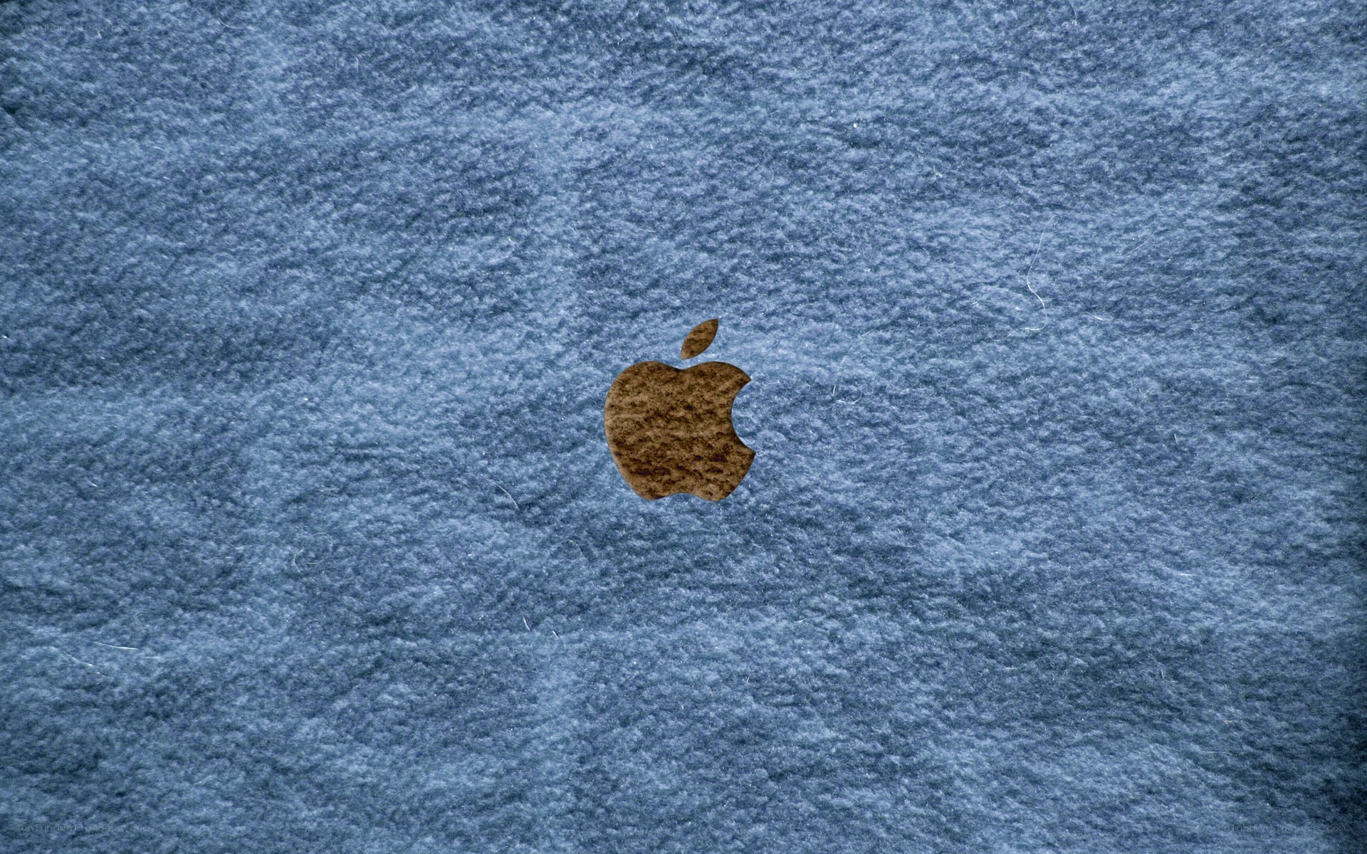Apple logo on blue fabric