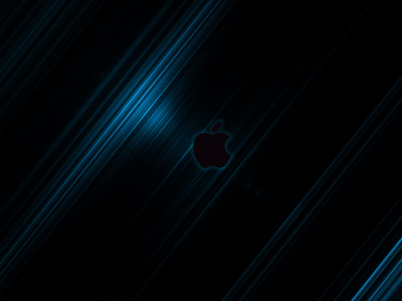 Apple logo on blue light streaks