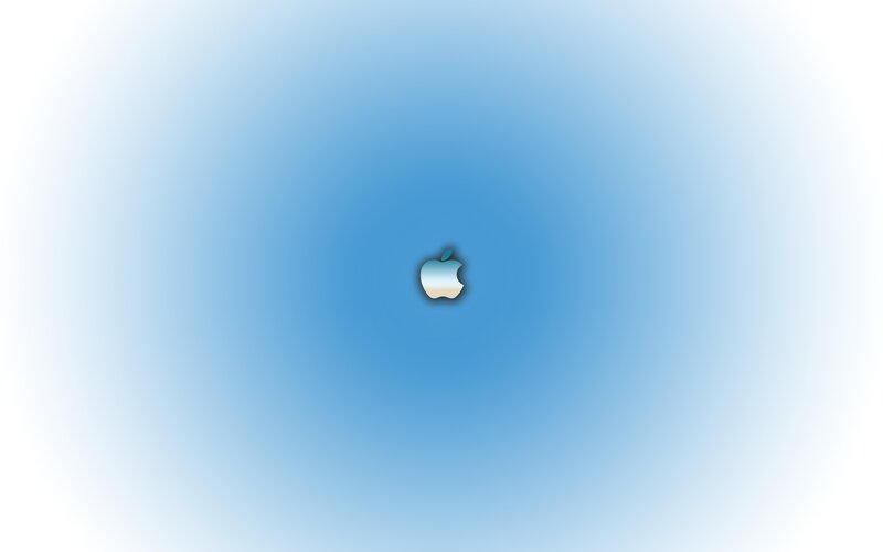 Apple Logo on Blue — Minimalist, Digital Art