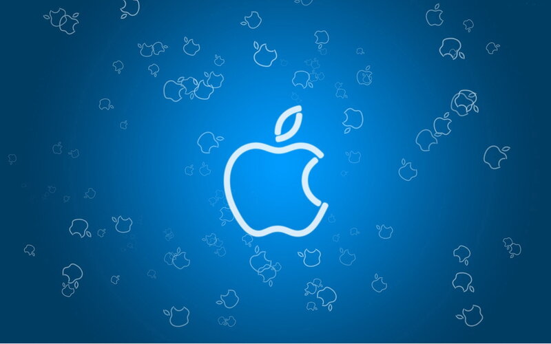 Apple Logo on Blue — Minimalist