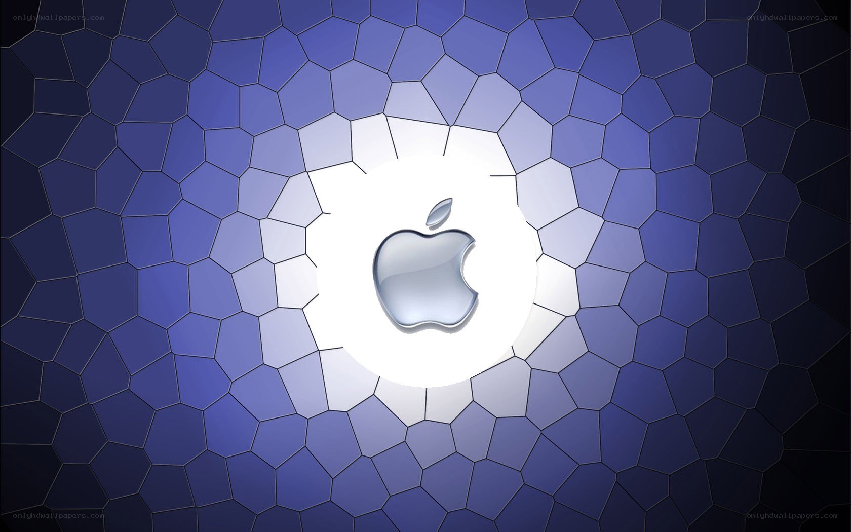 Apple logo on blue mosaic