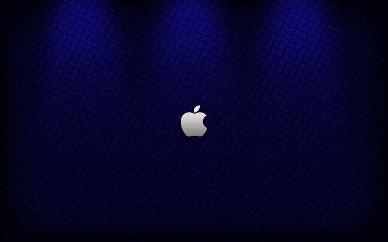 Apple logo on blue pattern