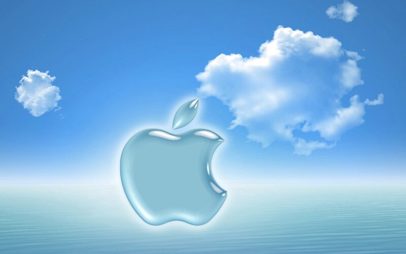 Apple logo on blue sky