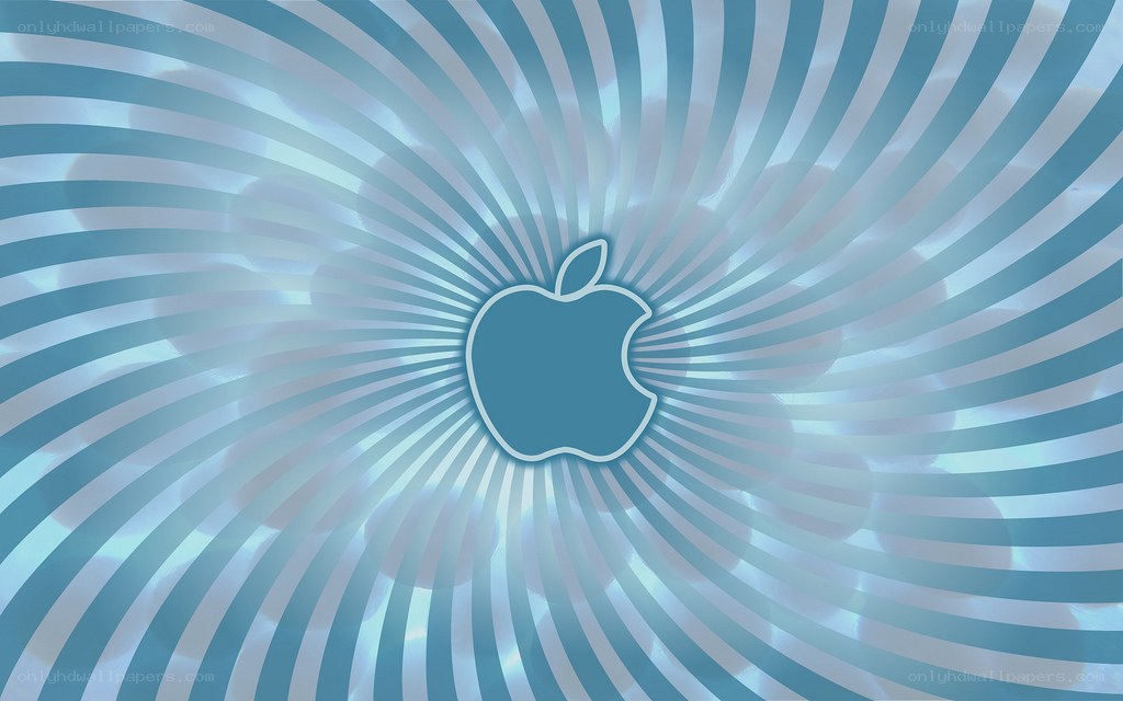Apple logo on blue swirl