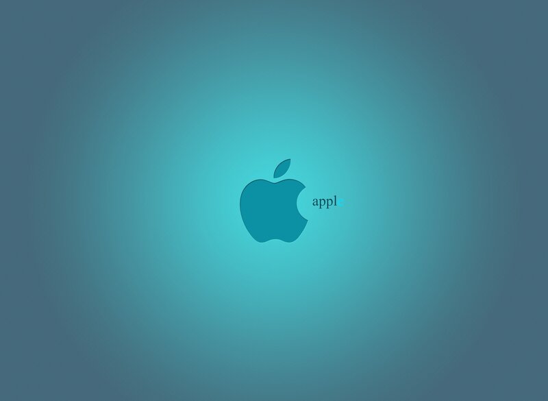 Apple Logo on Blue — Teal