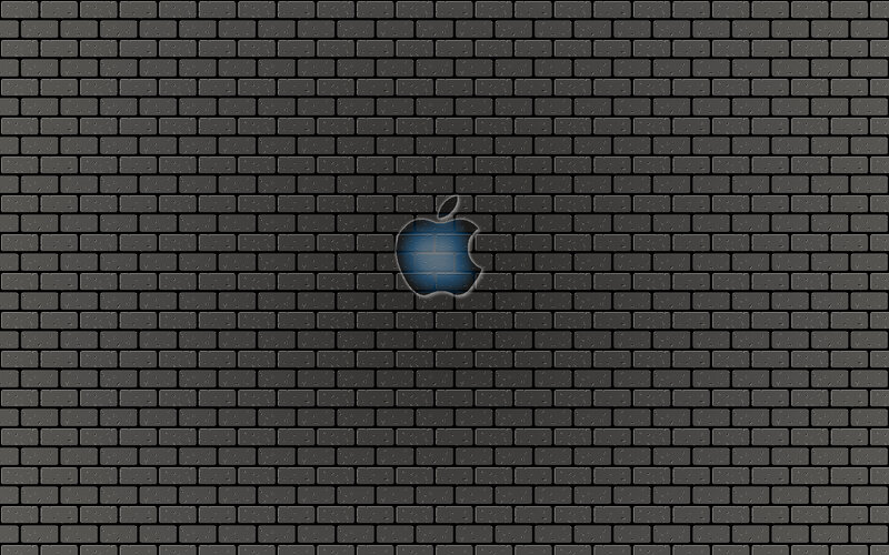 Apple logo on brick wall
