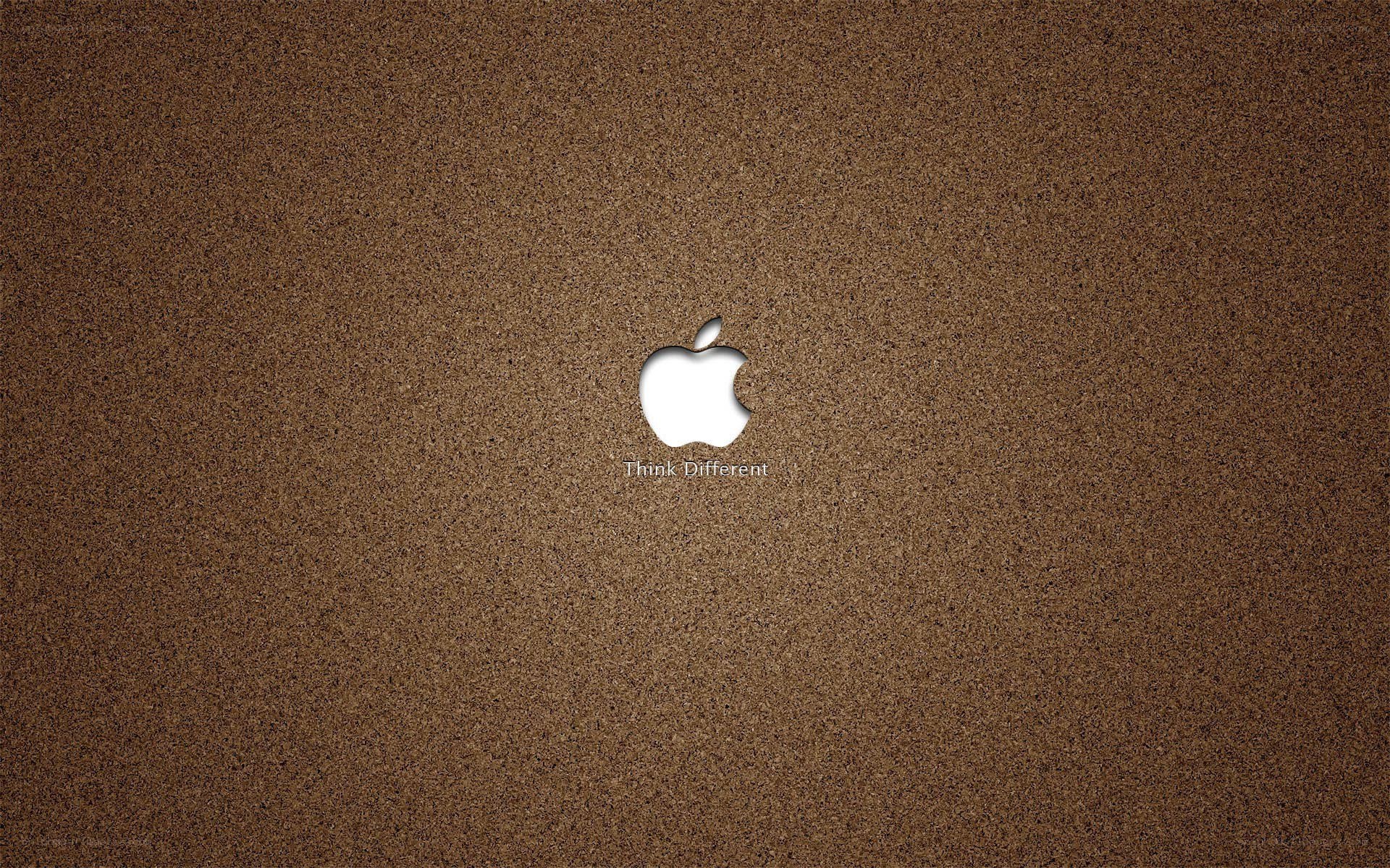 Apple logo on brown background