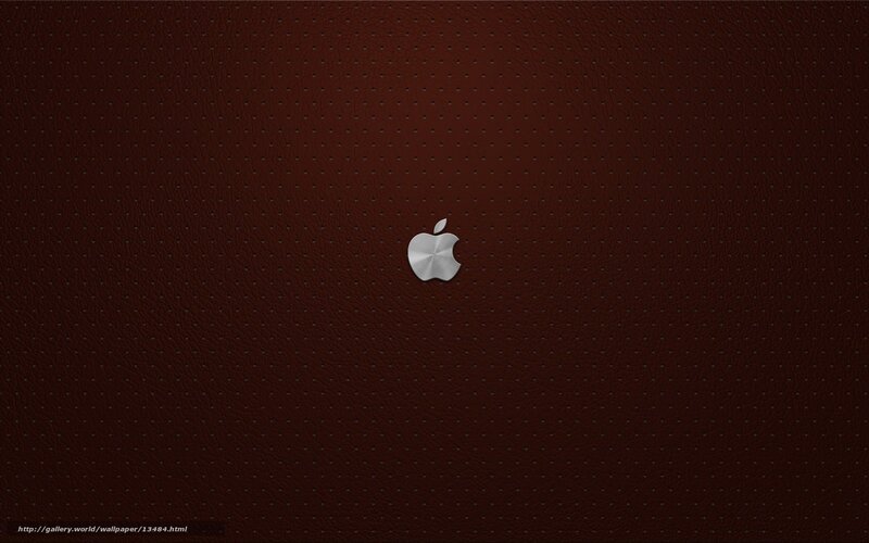 Apple logo on brown leather