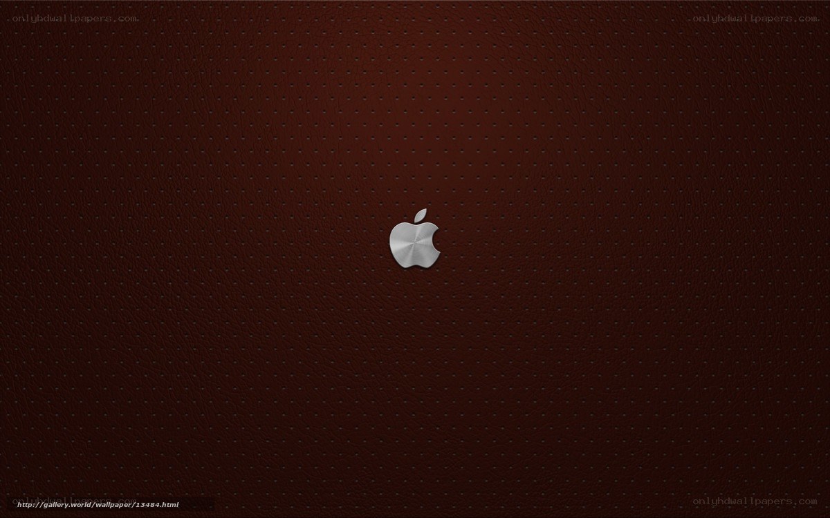 Apple logo on brown leather