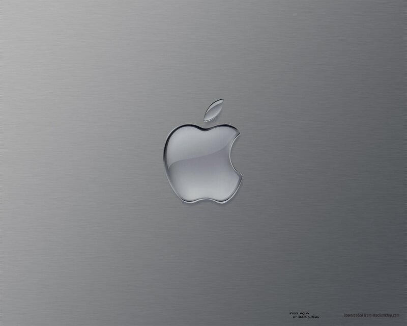Apple logo on brushed metal