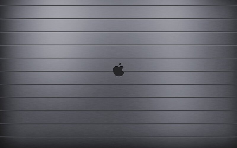 Apple logo on brushed metal