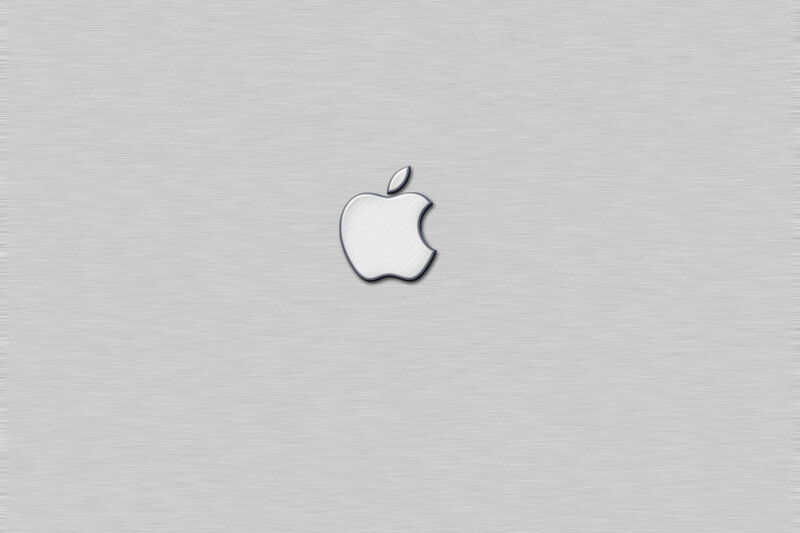 Apple logo on brushed metal