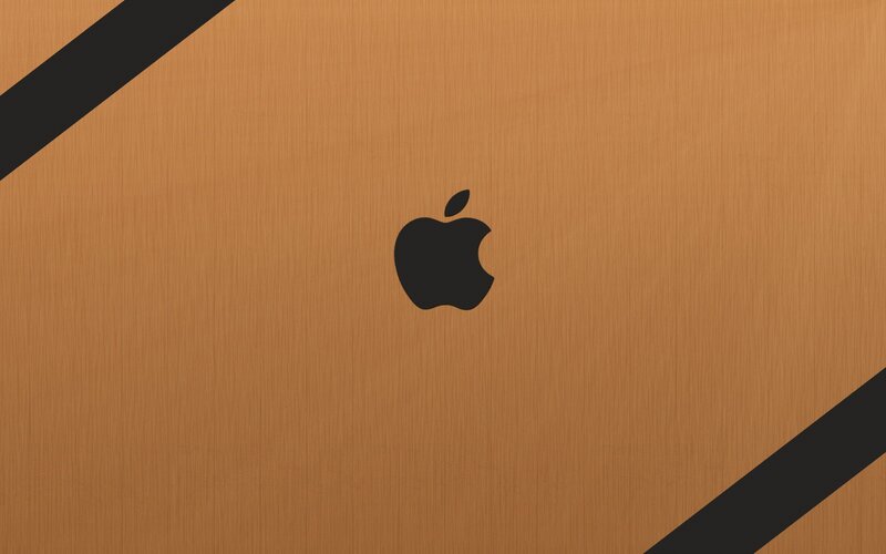 Apple logo on brushed metal