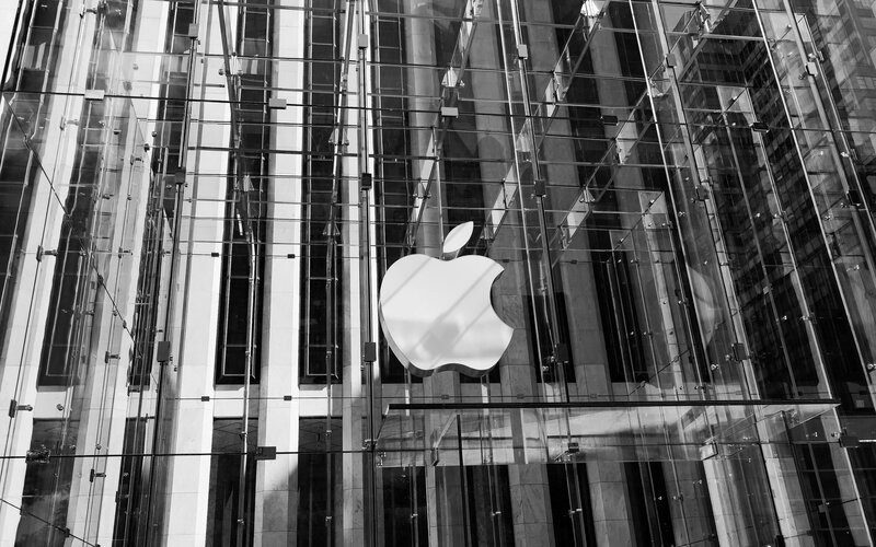 Apple Logo on Building — Black