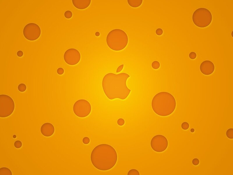 Apple logo on cheese background