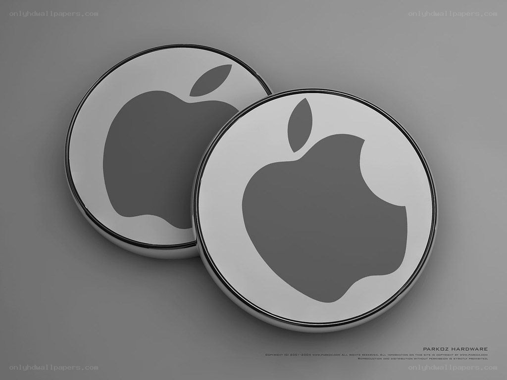 Apple logo on circular badges