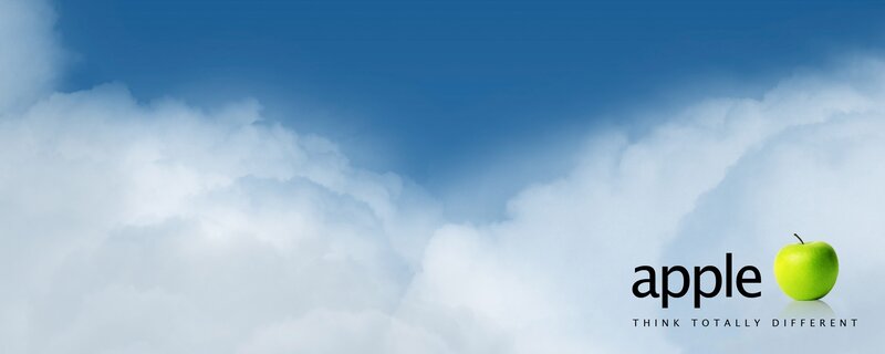 Apple logo on clouds
