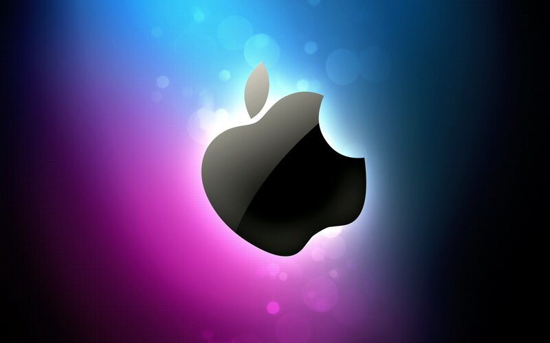 Apple logo on colorful background